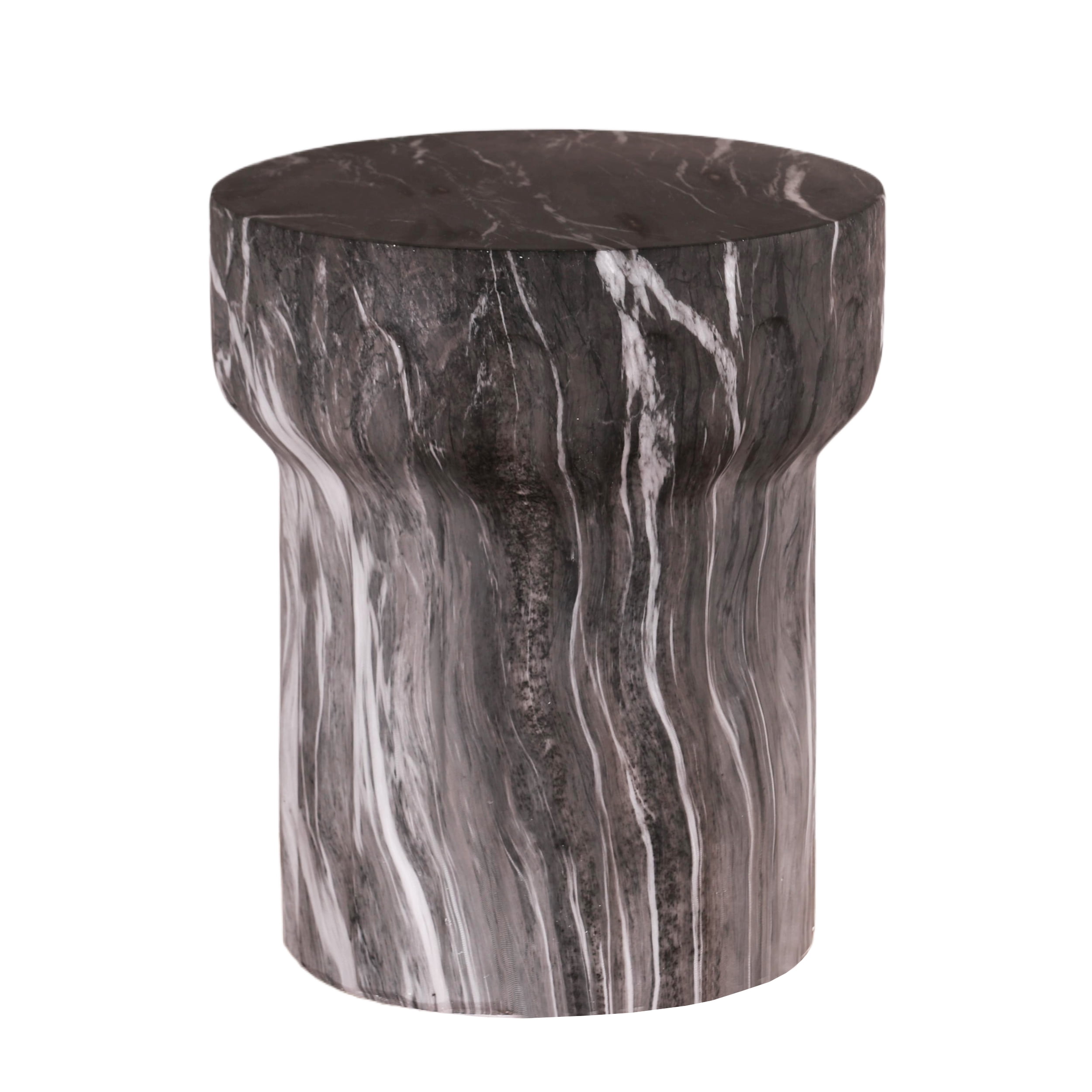 Cement Side Table, Faux Terrazzo Modern Round Accent End Table for Patio Garden Outdoor Home Decor, Marble