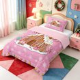 thumbnail image 2 of Manfei Happy Xmas Twin Comforter Sets,Cute Christmas Present Bedding Set,Pink Reversible,2-Piece,1 Comforter and 1 Pillowcase, 2 of 7