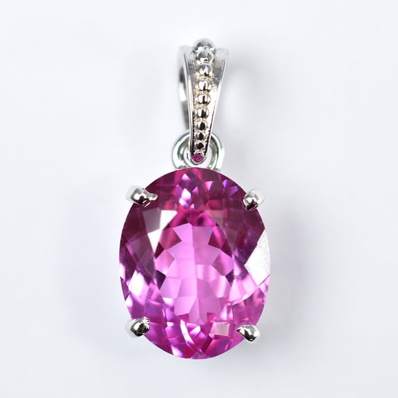 Natural Pink Sapphire 925 Solid Silver Pendant Gemstone 20 Carat Oval Cut Jewelry Accessory for a Jewelry Collection