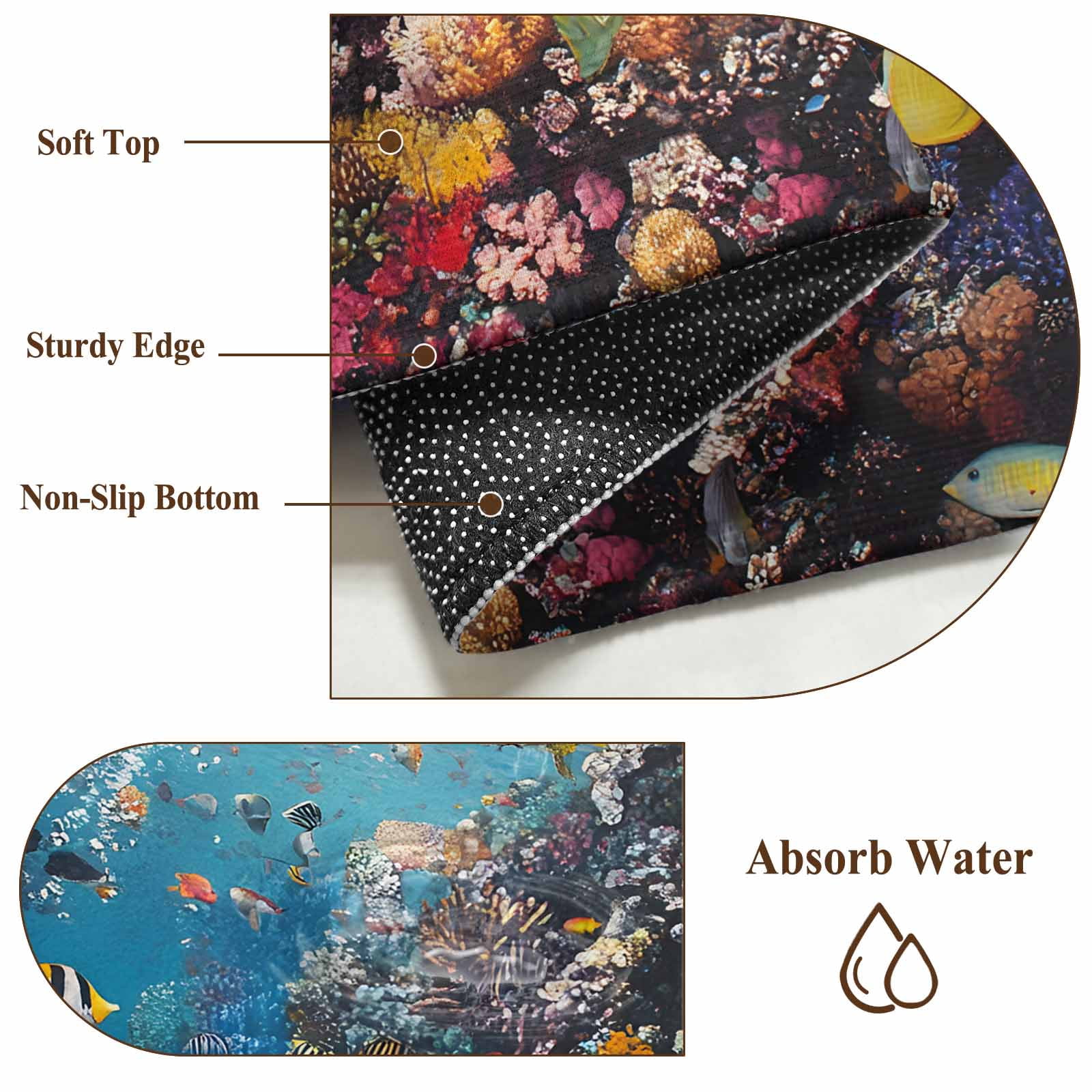 3'x5' Area Rugs, Summer Turtle Indoor Outdoor Area Rug for Living Room Bedroom, Beach Ocean Coral Colorful Tropical Fish Washable Bathroom Rugs Kitchen Floor Carpet Mats Home Decor Aesthetic
