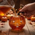 thumbnail image 5 of Halloween Pumpkin Glass Cup, Beverage Serving with Lid, Glass, for Party Tables and Home Bars, Pumpkin-Face Shaped Glass Design, Lidded Tumbler, 5 of 7