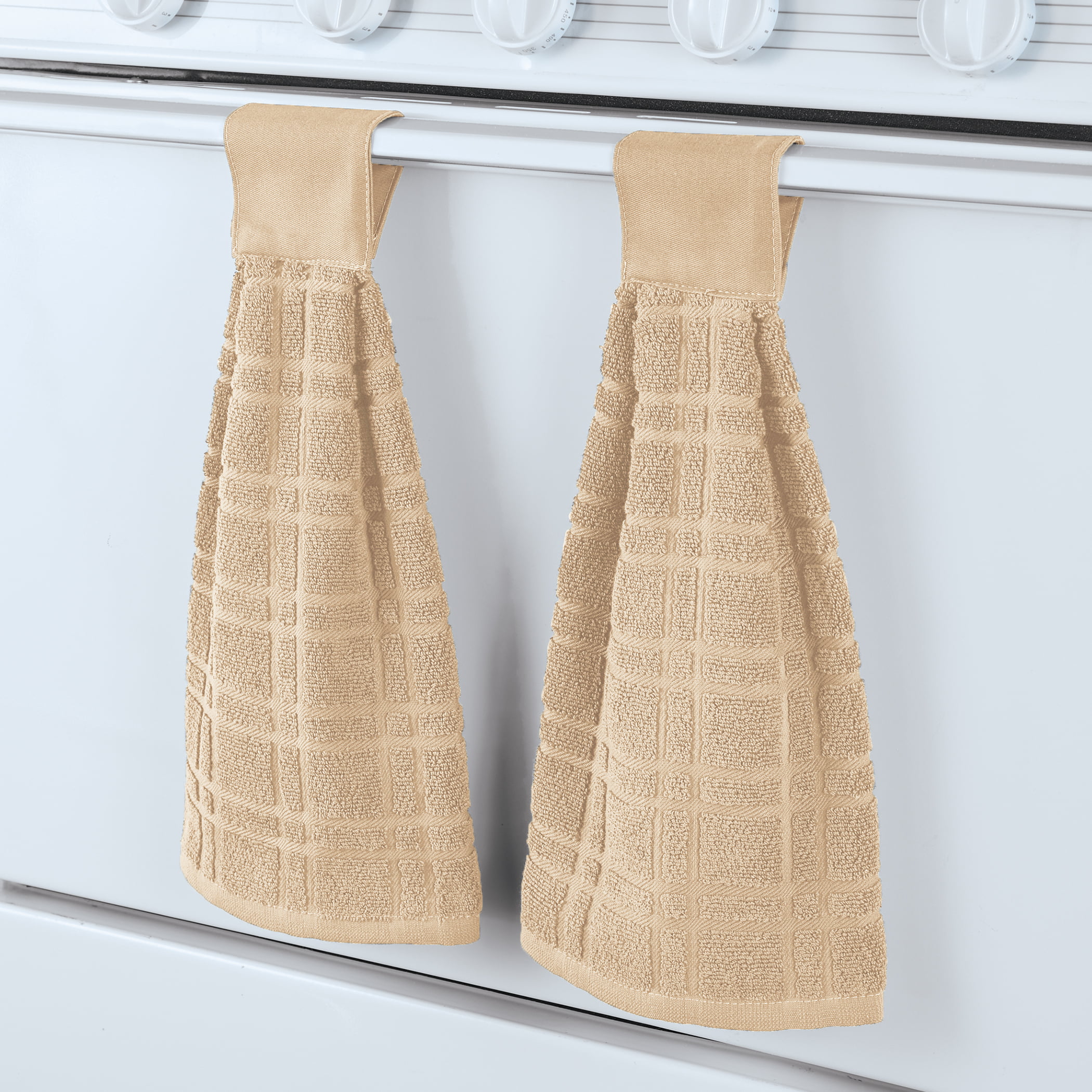 Kitchy Kitchen Towel, kitchen hanging hand tie towel, never falls off,  17x27, TM(4), copyright 2019 — Comfy Kitchen Creations