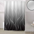 thumbnail image 5 of Fabric Shower Curtain Ombre Black Modern Geometric White Striped Design Shower Curtains with 12 Hooks Waterproof Machine Washable Bath Curtains for Bathroom, 66 x 72in, 5 of 6