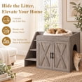 thumbnail image 5 of Cat Litter Box Enclosure, 32" Hidden Litter Box Furniture with Pet Stairs , Cat Washroom with Large Interior, Farmhouse Indoor Litter Box Cabinet, Grey, 5 of 10