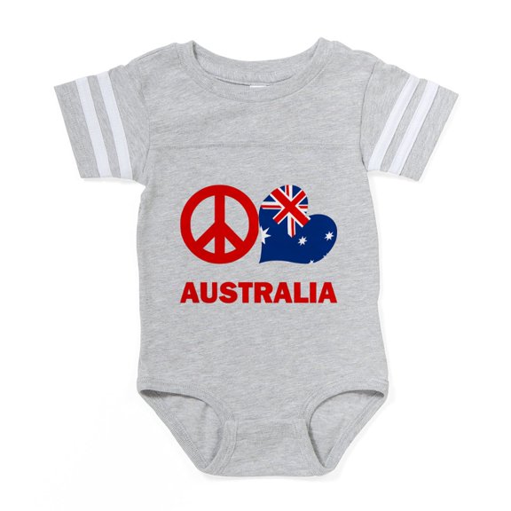 CafePress - Peace Love Australia - Cute Infant Baby Football Bodysuit