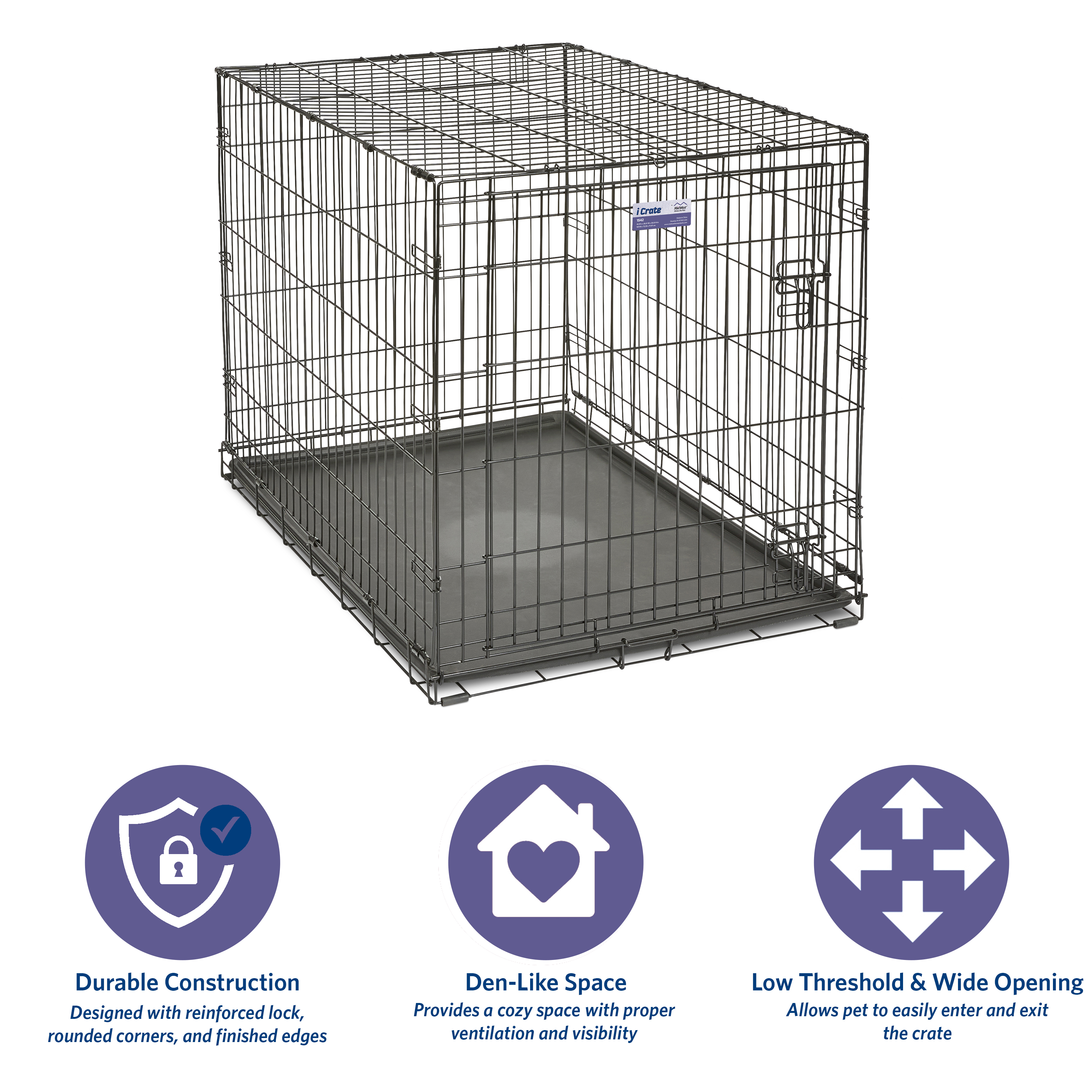 MidWest Homes for Pets Newly Enhanced Single Door iCrate Dog Crate 42 inch - image 3 of 8