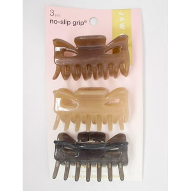Scunci Medium No Slip Grip Hair Jaw Clips - Assorted Glossy Neutral - 3pcs