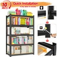 thumbnail image 5 of 30"W Steel and wood Book Shelf, 5 Tier Wooden Bookcase, 1500LBS Display Shelving, Adjustable Utility Shelf Organizere, Standing Storage Shelves for Study, Bedroom, Living Room and Home Office, Black, 5 of 9