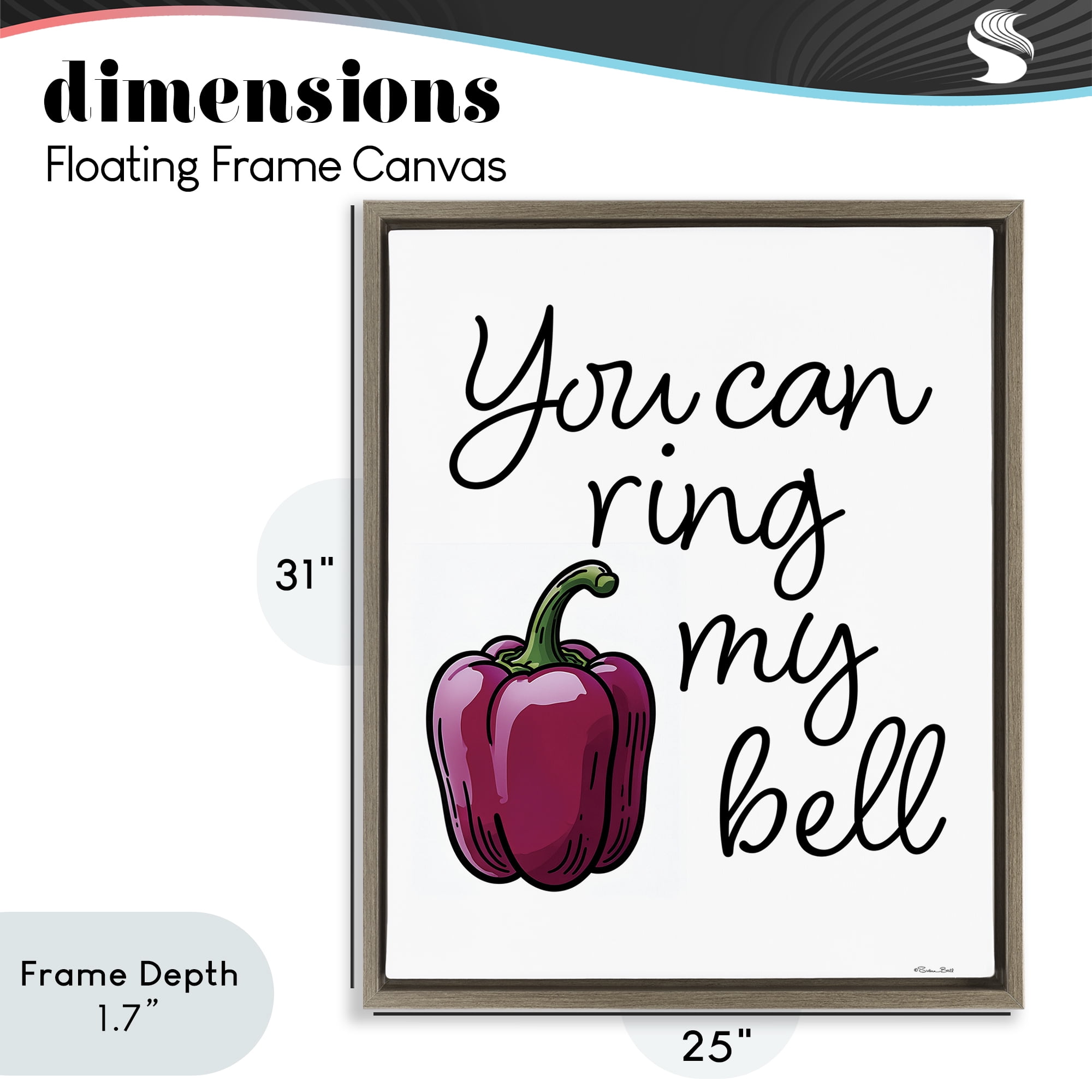 Stupell Industries Ring My Bell Pepper Brown Framed Floater Canvas Wall Art, design by Susan Ball