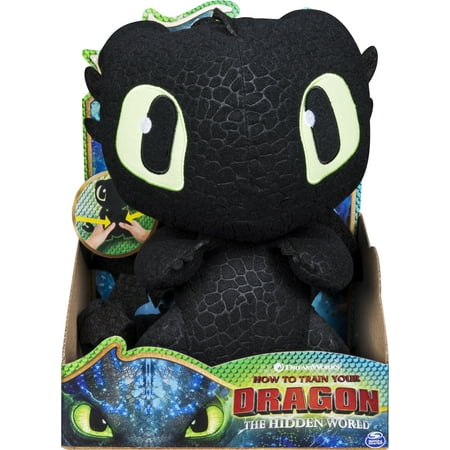 DreamWorks Dragons, Squeeze & Growl Toothless, 10-Inch Plush Dragon with Sounds, for Kids Aged 4 and Up
