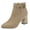 Beige, variant on Women’s Ankle Boots Durable Non Slip Chunky Mid Heel Work Booties Solid Color Vintage Metal Decoration Shoes with Side Zipper