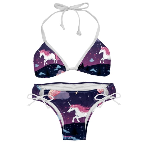 Starry Unicorn Women's Bikini Set with Detachable Sponge and Adjustable Strap - Two-Pack | Ideal for Swimming and Beach Scenes