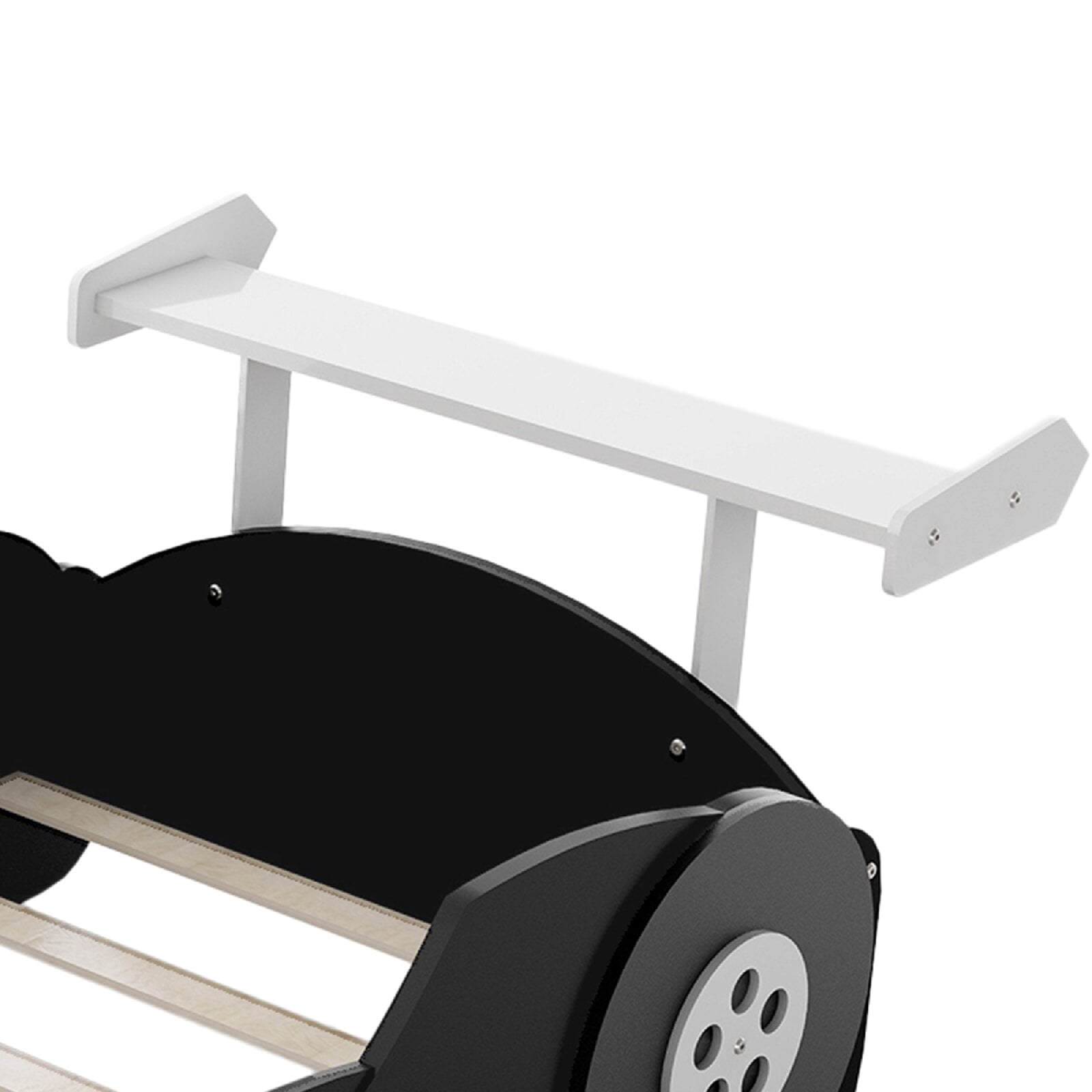 Twin Size Race Car-Shaped Platform Bed Frame with Wheels, Wooden Car Shaped Bed for Bedroom, Apartment, Easy Assembly, No Box Spring Needed, Mattress Not Included, Black