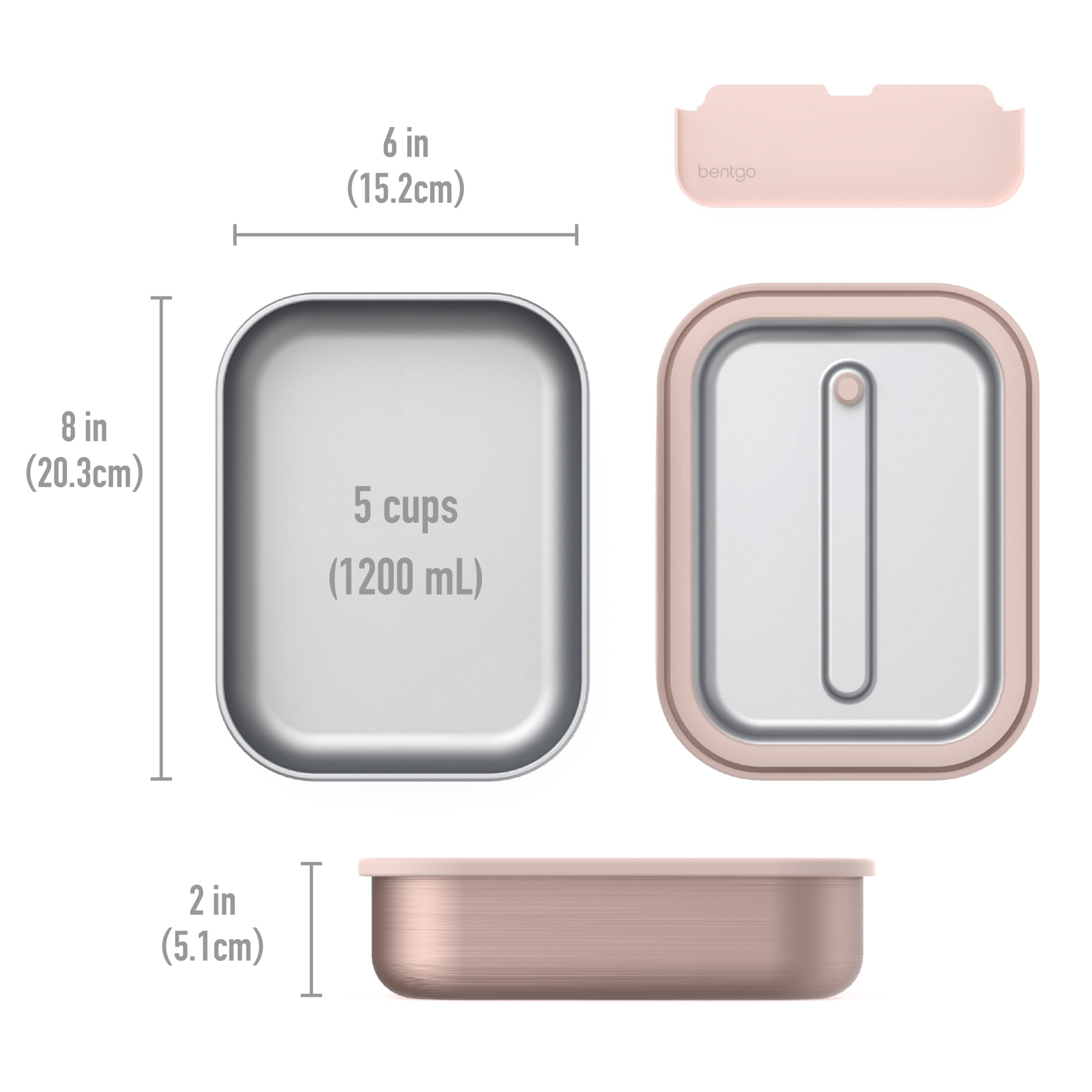 Bentgo MicroSteel Leak-Proof Lunch Box - Microwave-Safe, Oven-Safe, Bento-Style Container with Removable Divider, Airtight Lid, Sustainable Design, Odor & Stain Resistant (Rose Gold)