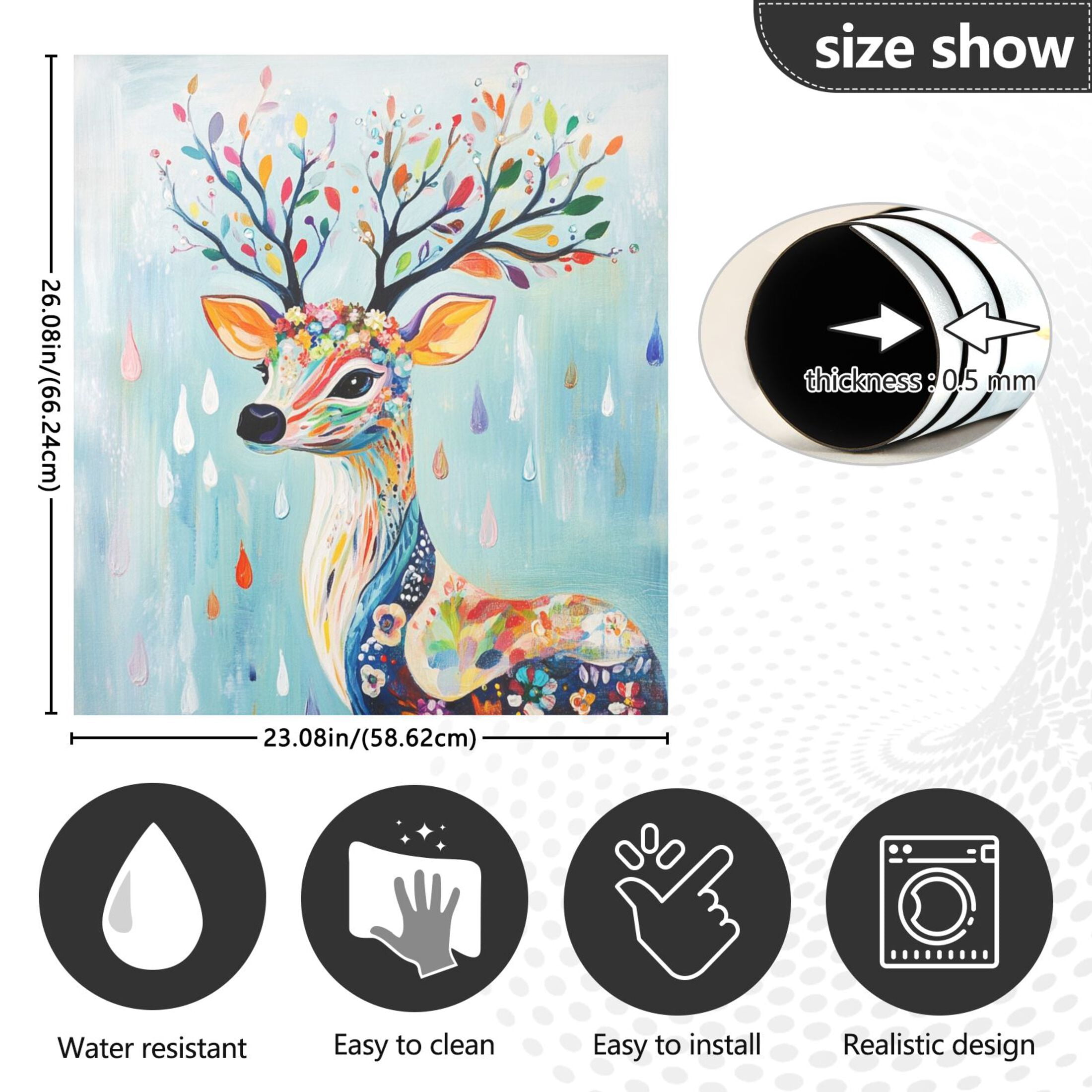 Dishwasher Magnetic Sticker 23x26 Inch Refrigerator Magnetic Sticker Washing Machine Magnetic Sticker Kitchen Panel Magnetic Sticker Home Decor Colorful Cool Deer