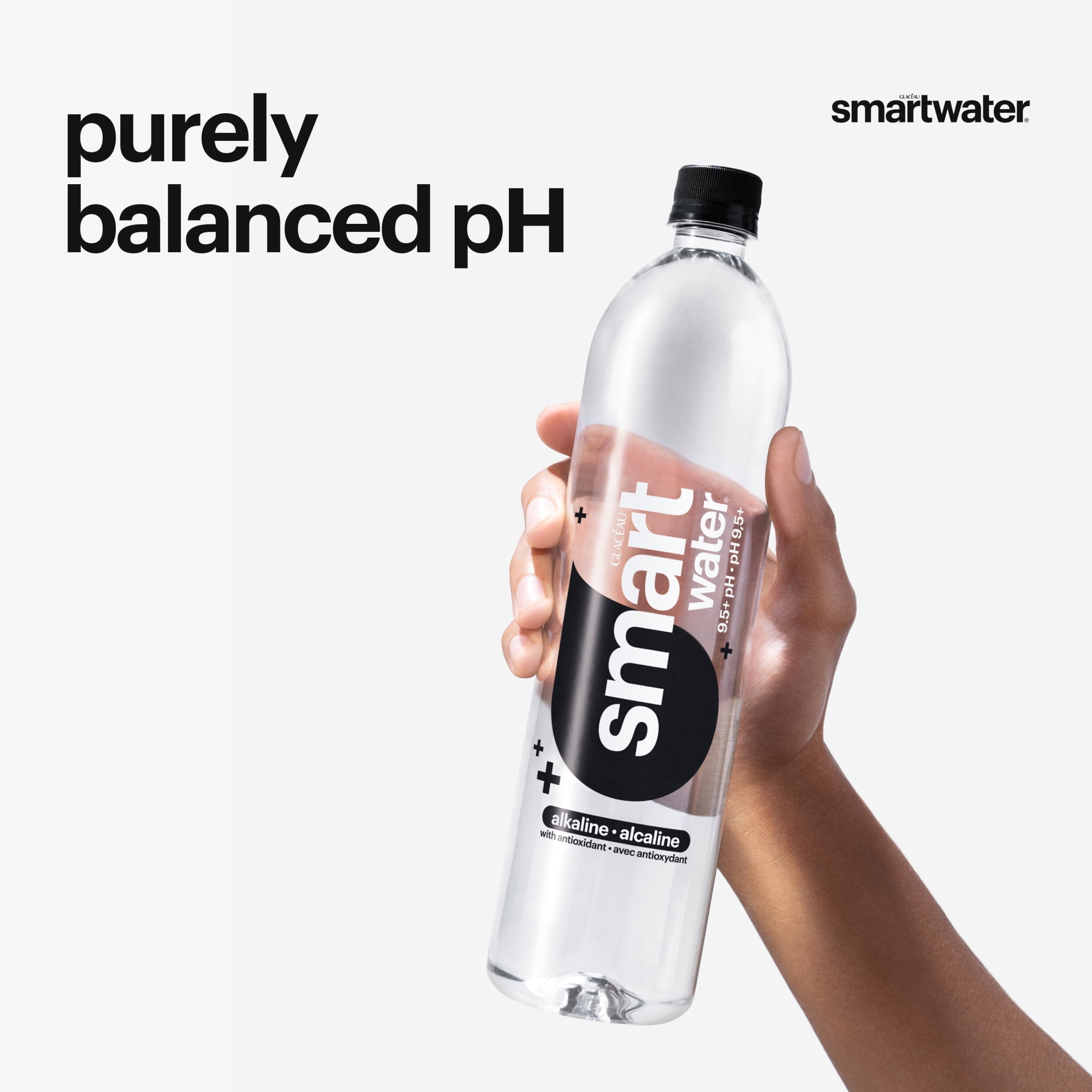 smartwater Alkaline with Antioxidant Water Bottles, 33.8 fl oz, 6 Pack