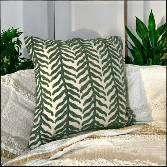 LUSHLYF Midnight Fern Tufted Cushion Cover