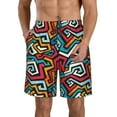 thumbnail image 2 of Uemuo Geometry Pattern Men's Swim Trunks Hawaiian Beach Bathing Suit Swimsuits Beach Quick-Dry Shorts with Pockets-X-Large, 2 of 9
