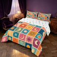 thumbnail image 3 of Homewish Cartoon Sun and Moon Queen Comforter Set for Kids, Colorful Patchwork Comforter Sets Queen, Polka Dots Reversible 3 Piece, 1 Comforter and 2 Pillowcases, 3 of 6