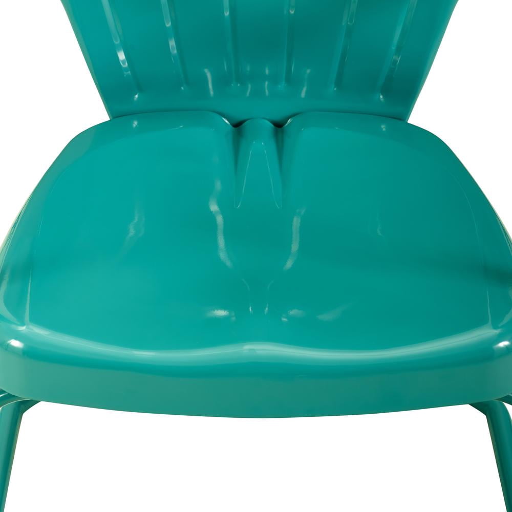 Crosley Furniture Ridgeland Metal Patio Chair in Turquoise (Set of 2)