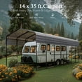 thumbnail image 4 of Alpha Joy 14' x 35' RV Carport Heavy Duty Metal Hardtop Carport Kits Galvanized Steel Roof Multi-Purpose Moto Home Shelter for Cars, Truck, 4 of 9