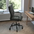 thumbnail image 3 of BizChair High Back Black LeatherSoft Executive Swivel Office Chair with Black Frame, Arms, and Transparent Roller Wheels, 3 of 9