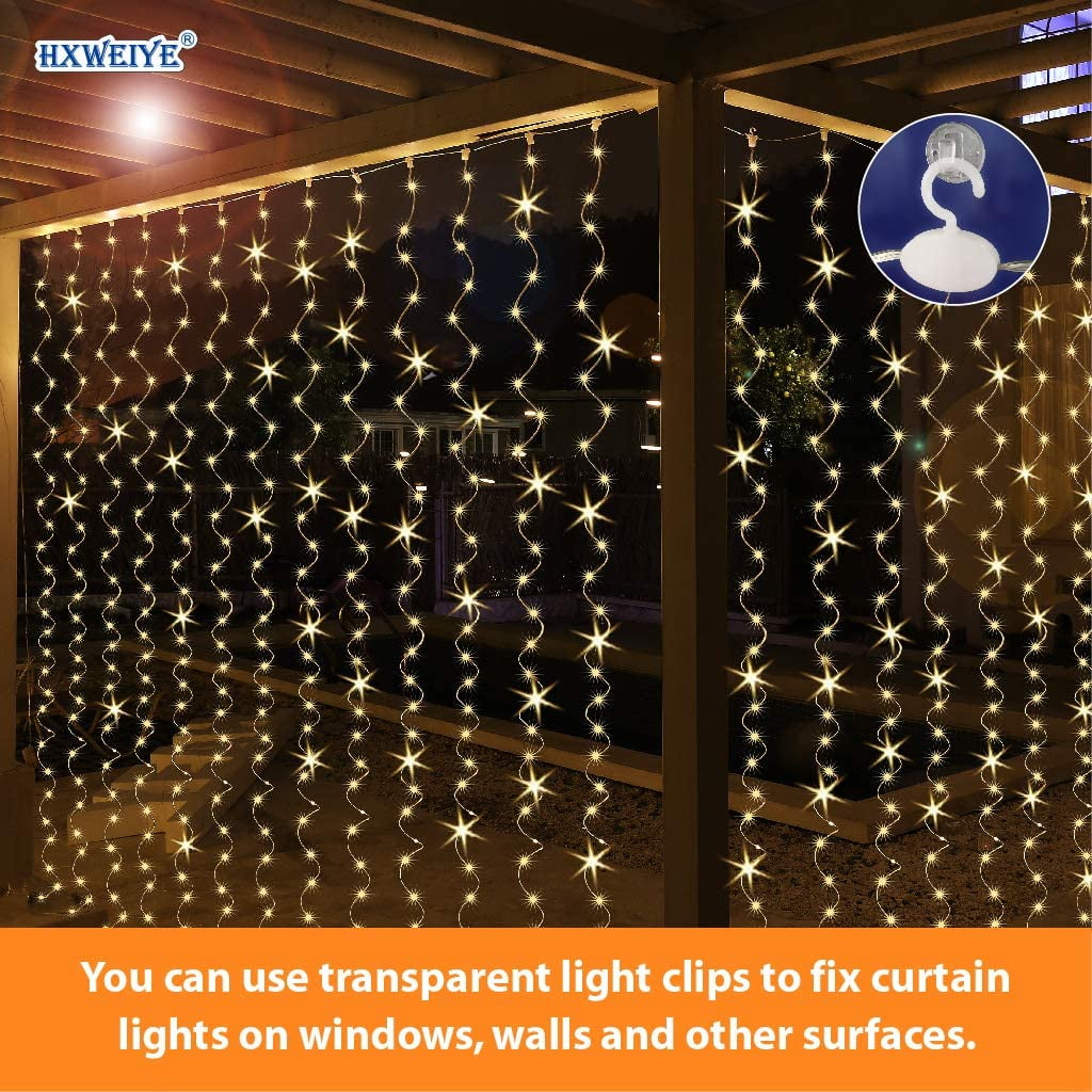 2 Pack Warm White 300LED Fairy Lights, 9.8x9.8ft LED String Lights with Timer & 8 Modes, USB Plug-in Rotating Clips & 12 Hooks for Bedroom Indoor Outdoor Wedding Decor