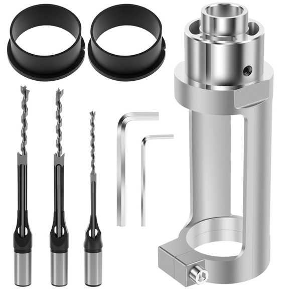 Adaptateur de Perceuse à Trou Carré avec Morceaux, Accessoire Mortifiant pour Perceuses Manuelles, Accessoire d'Outil Électrique pour Menuiserie, 1 x Support de Trou Carré 3 x Perceuses à Trou Carré (un pour 6, 8, et 10 mm)