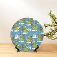 thumbnail image 6 of Wukai Dino Christmas Adventure Snowy Blue Print Decorative Plate for Display,Bone China Decorative Plate, Ceramic Dinner Plate with Stand, Vertical Ceramic Plate-8in, 6 of 6