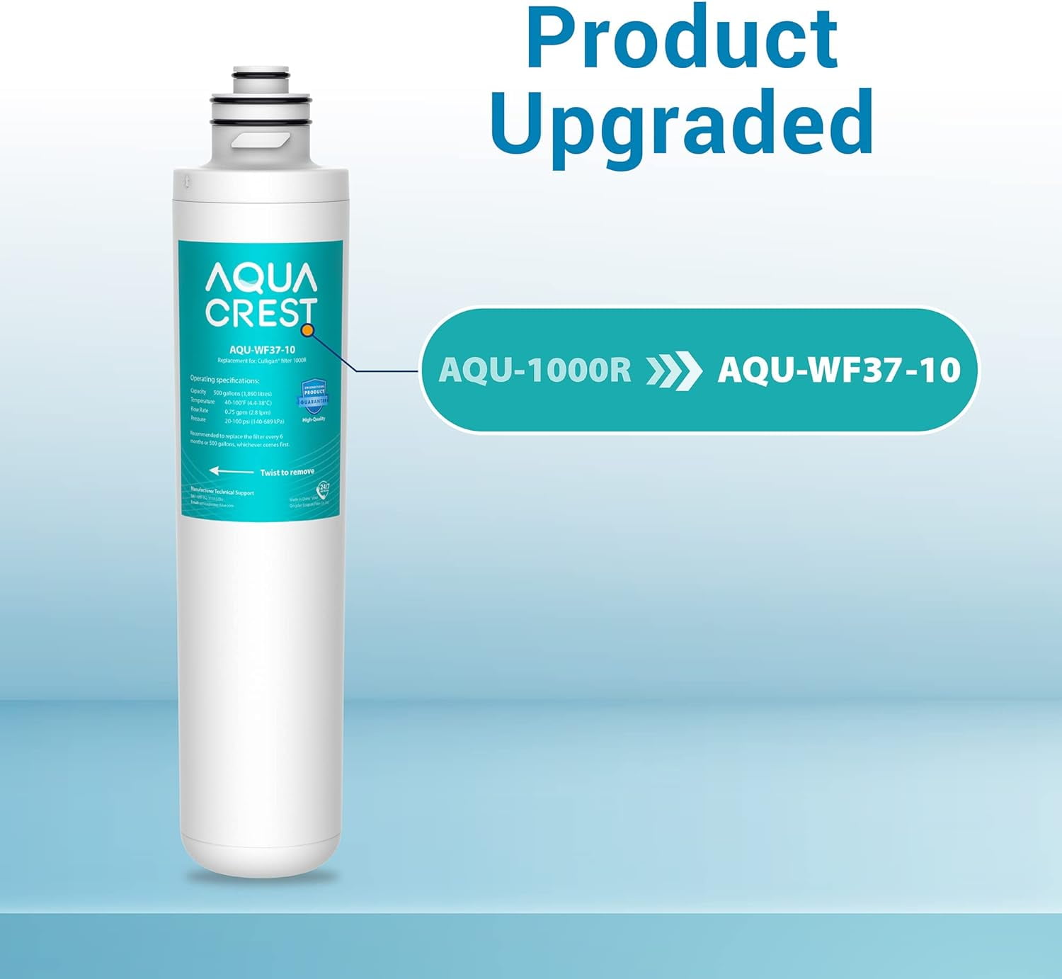AQUA CREST 1000R Under Sink Water Filter, Replacement for Culligan® 1000R Cartridge, Fits for Refrigerators, RVs and Undersink Systems, 3 Pack
