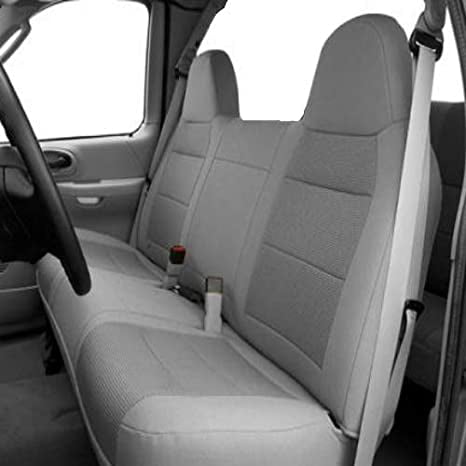 Seat Cover For F23 Ford F150 F250 F350 F450 F550 Year 1992 2010 Full Size Bench Molded Headrest Fitted Gray Grey Com - 2002 Ford F250 Extended Cab Seat Covers