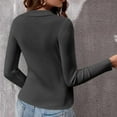 thumbnail image 6 of tarylea Women's Fall Tops Ribbed Knitted Lapel Shirts V Neck Long Sleeve Tops Slim Fitted Casual Wear Cute Tops, 6 of 7