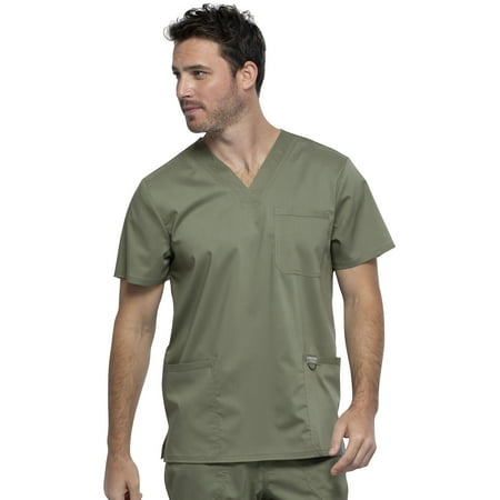 

Cherokee Workwear Revolution Scrubs Top for Men V-Neck Plus Size WW670 3XL Olive