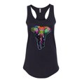 thumbnail image 2 of Wild Bobby, Colorful Rainbow Floral Elephant Animal Lover Ladies Racerback Tank Top, Black, Small, 2 of 3