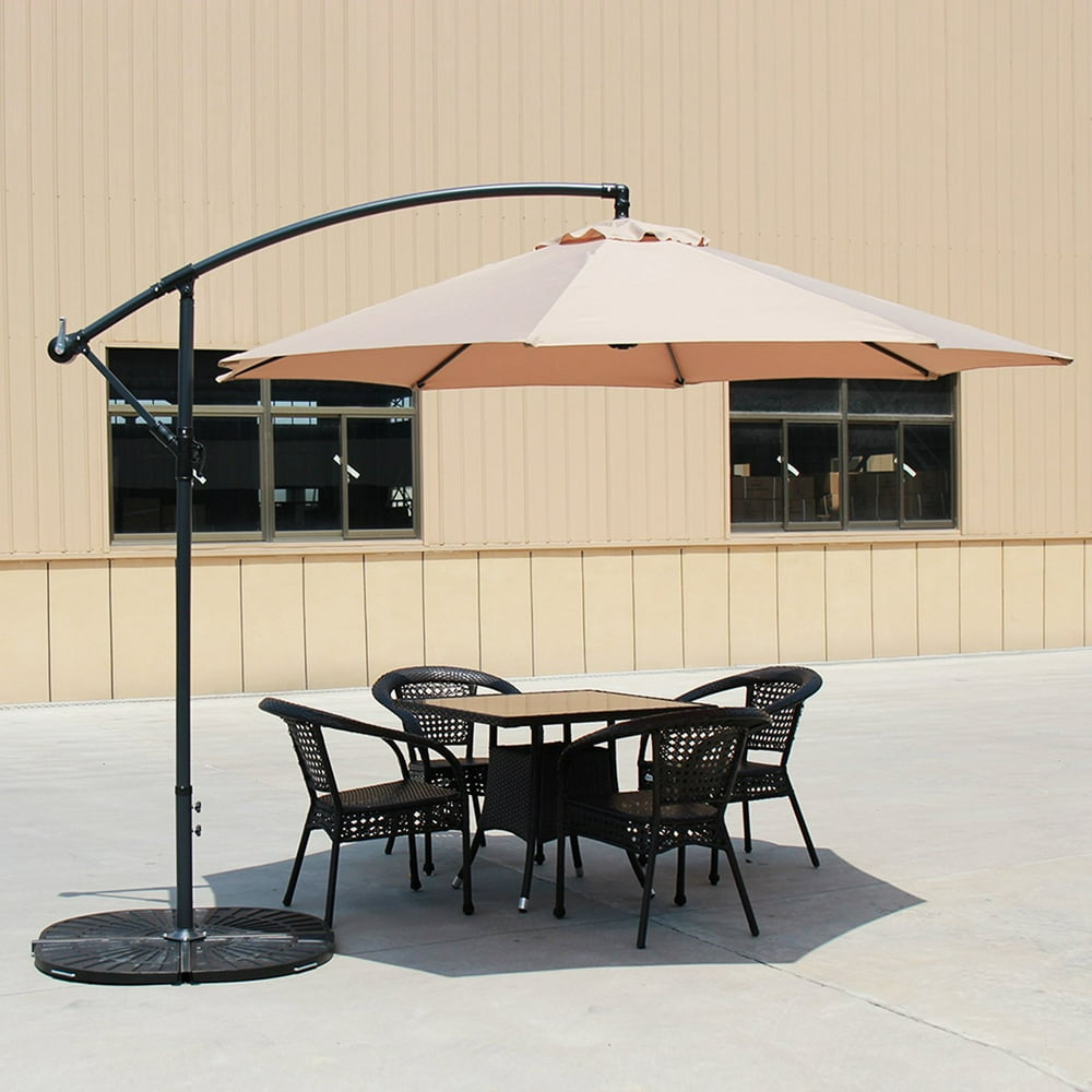 Baner Garden 10' Offset Hanging Patio Adjustable Umbrella Outdoor