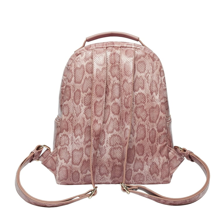 Daisy Rose Backpack Bag - Luxury PU Vegan Leather - Cream Snake