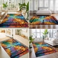 thumbnail image 5 of Strolling Couple Washable Area Rugs 3'x5', Rainy Park Street Colorful Trees Romantic Washable Throw Living Room Rug Non-Slip Sturdy Edge Binding Carpet for Indoor Entryway Bedside Kitchen, 5 of 9
