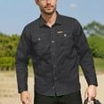 thumbnail image 2 of WTOBBY Men's Utility Shirt Long Sleeve Double Pocket Casual Cardigan Style Button Front Workwear Slim Fit Stretch Comfort Daily Wear Top,Black XL, 2 of 4