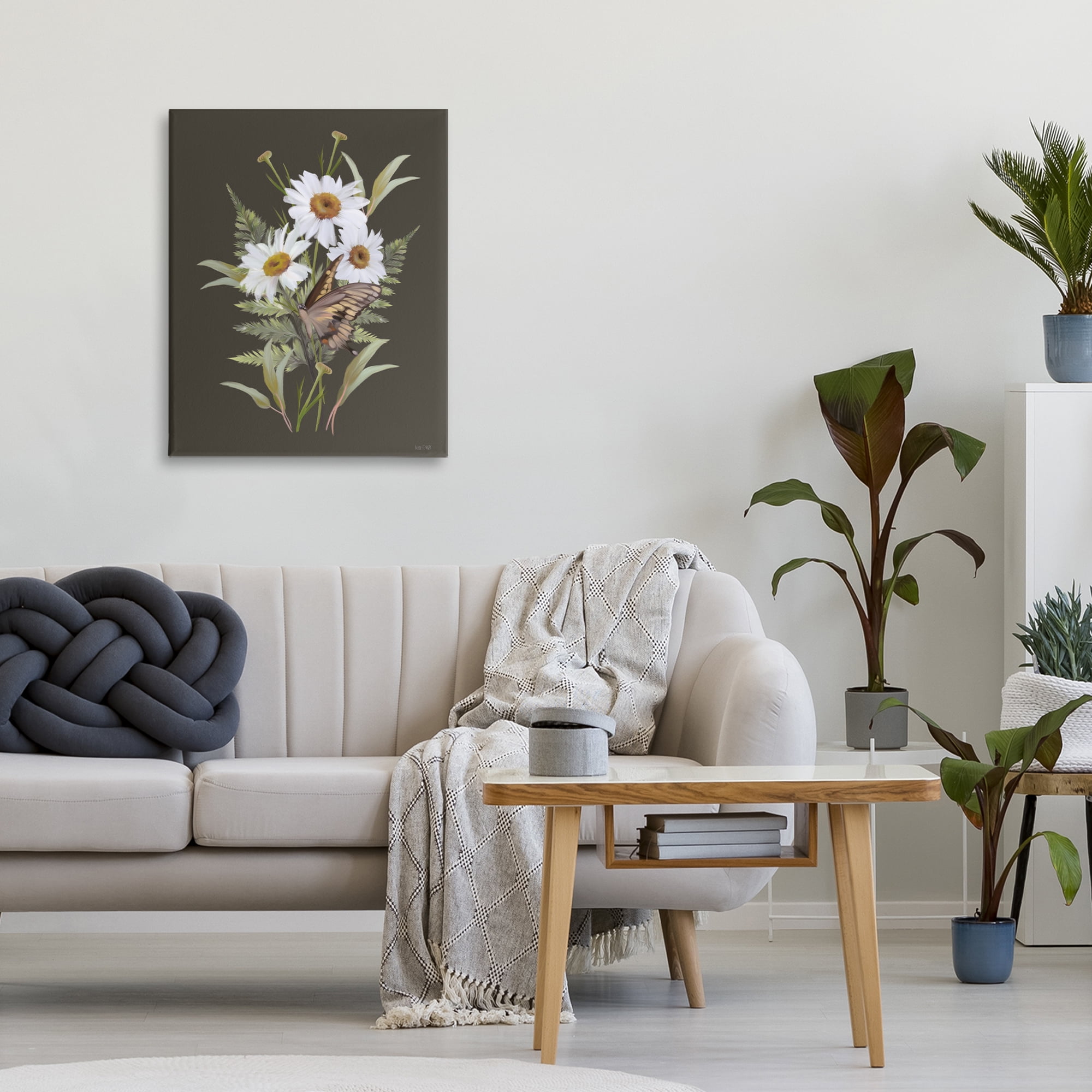 Stupell Industries Daisy Bouquet with Swallowtail Canvas Wall Art, design by House Fenway