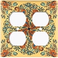 thumbnail image 3 of Metal Light Switch Plate Cover Yellow Orange Mandala Flower Tile Pattern TIL038, 3 of 13