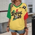 thumbnail image 2 of Soccer Cup 2026 Jersey SENEGAL Soccer for Women with Colombia Flag Color Block and V Neck Short Sleeves Featuring Breathable Fabric for Game Day Parties Black L, 2 of 6