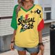 thumbnail image 1 of Women's Football Graphic T-Shirt, Soccer Fans V-Neck Short Sleeve T-Shirt with Print, Soft Lightweight Soccer Apparel Shows Player Number for Soccer Tournament 2026 Black Size: 2XL, 1 of 5