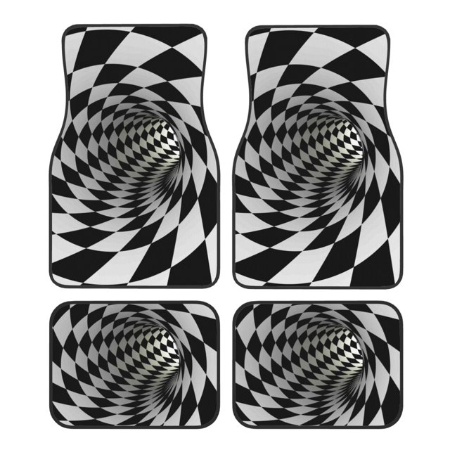 Fotbe 3D Vortex Illusion Juego de 4 Tapetes para Auto con Estampado – Alfombrillas de Goma Reforzada, Diseño Antideslizante, Protección para Todo el Año – Vehículos, Autos, Camionetas y SUVs