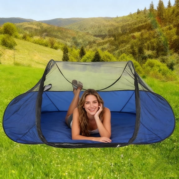 Pop Up Mosquito Tent, Portable Mesh Camping Mosquito Net, Foldable Mesh Bed Tent with Bottom and Storage Bag, for Outdoor Indoor, Camping Travel Patio (Blue)