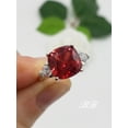 thumbnail image 2 of 10mm Lab-Created Red Ruby Cushion Cut, Three Stone Ring, Sterling Silver or Gold, Made to Order, 2 of 4