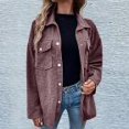 thumbnail image 3 of ICHUANYI Jackets on ,Women's Fashion Solid Color Cardigan Outwear Long Sleeve Lapel Colar Button Down Coat Fall Clothes Women, 3 of 6