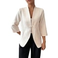 thumbnail image 2 of Women's Dressy Blazer Lined Solid Color Long Sleeve Notched Lapel Open Front Casual Work Jacket, 2 of 8