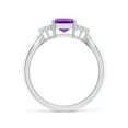 thumbnail image 2 of ANGARA Natural 1.5 ct Amethyst Solitaire Ring with Trio Diamonds in 14K White Gold for Women (Size-8x6mm) | February Birthstone, Anniversary, Jewelry Gift for Women | Natural Amethyst Ring, 2 of 8