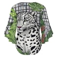 thumbnail image 6 of Snow Leopard Lush Tropical Foliage Women's V-Neck Blouse With 3/4 Ruffled Bell Sleeves Casual Top Ladies Blouses, 6 of 7