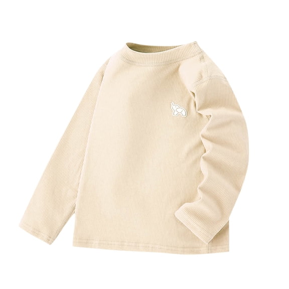 Edvintorg Girls Shirts Size 2-12 Fashion Solid Color Round Neck Casual Cotton Tops Boys Long Sleeve Shirts Spring Fall Children's Tshirts